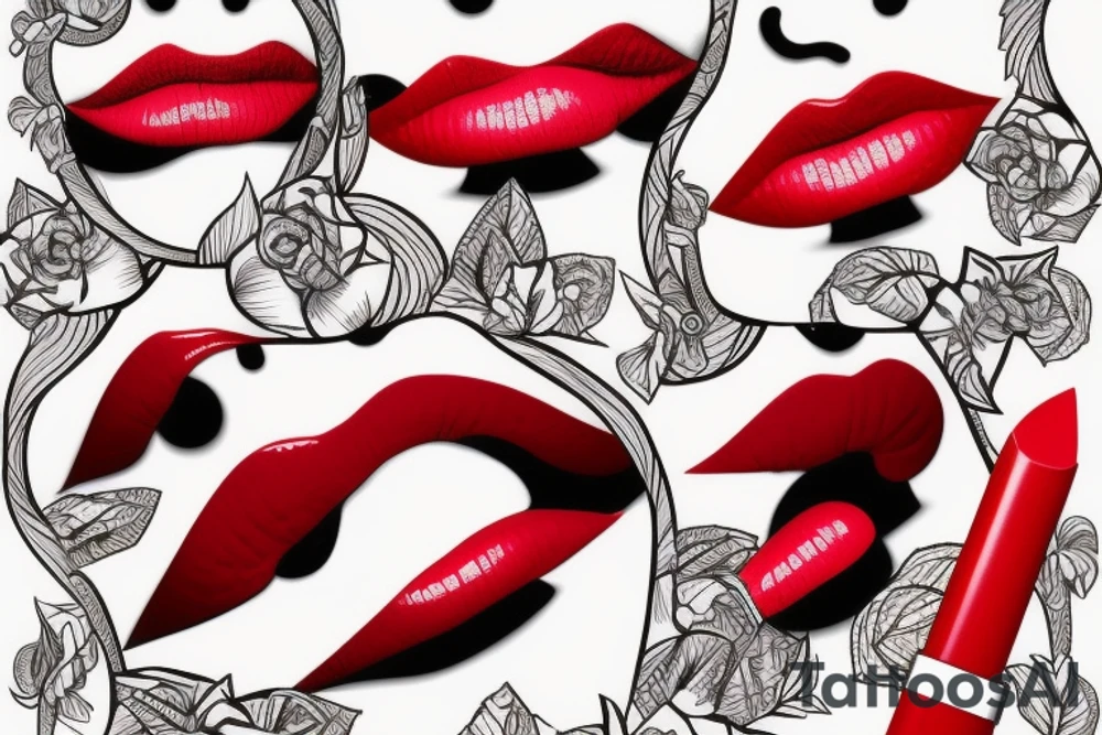 ^red Liptstick kiss tattoo idea