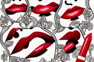 ^red Liptstick kiss tattoo idea