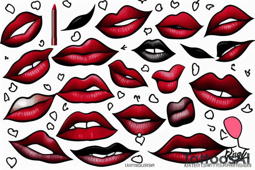 ^red Liptstick kiss tattoo idea