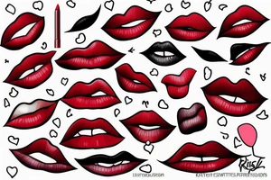^red Liptstick kiss tattoo idea