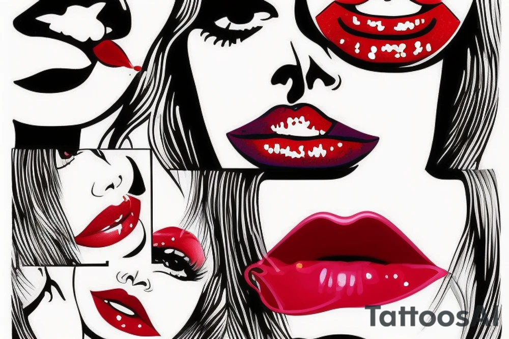 red lipstick kiss print tattoo idea