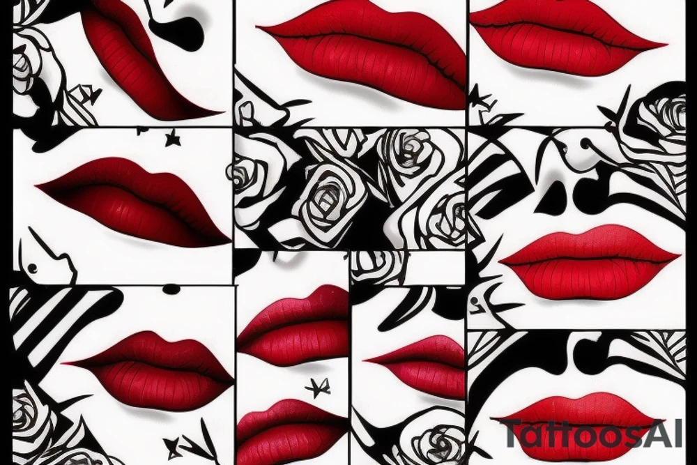 red lipstick kiss tattoo idea