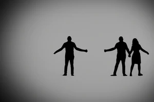2 shadows of 2 people, hand in hand, seen from behind. One of the 2 people is  bigger tattoo idea