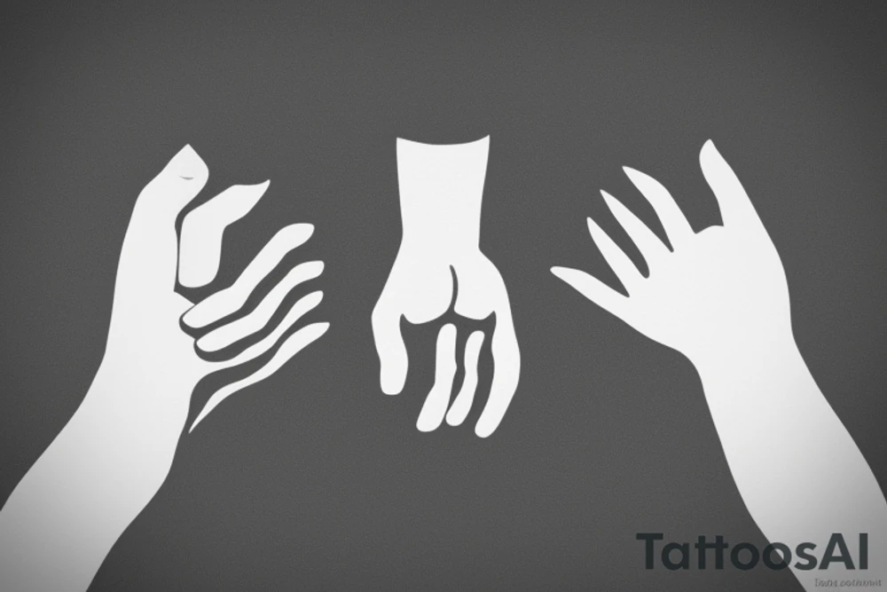 2 shadows of 2 people, hand in hand, seen from behind. tattoo idea