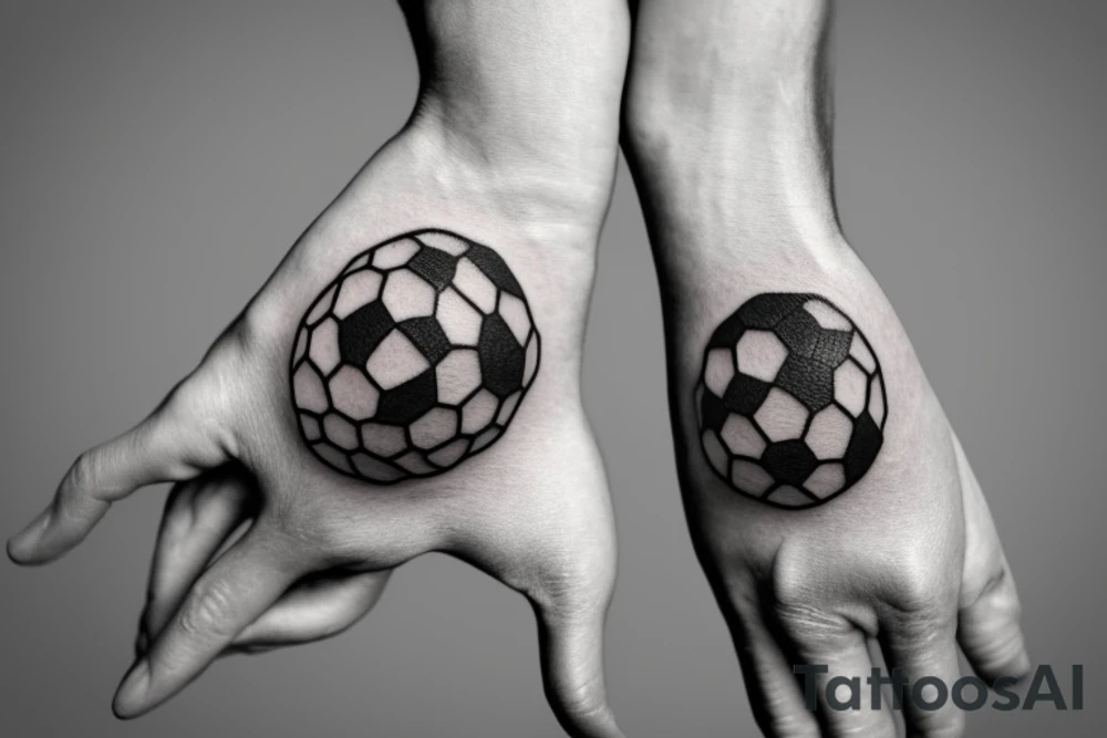 2 shadows of 2 people, hand in hand, with a socccer ball tattoo idea
