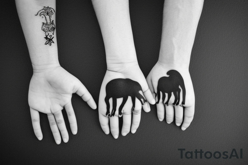 2 shadows of 2 brothers, hand in hand, tattoo idea