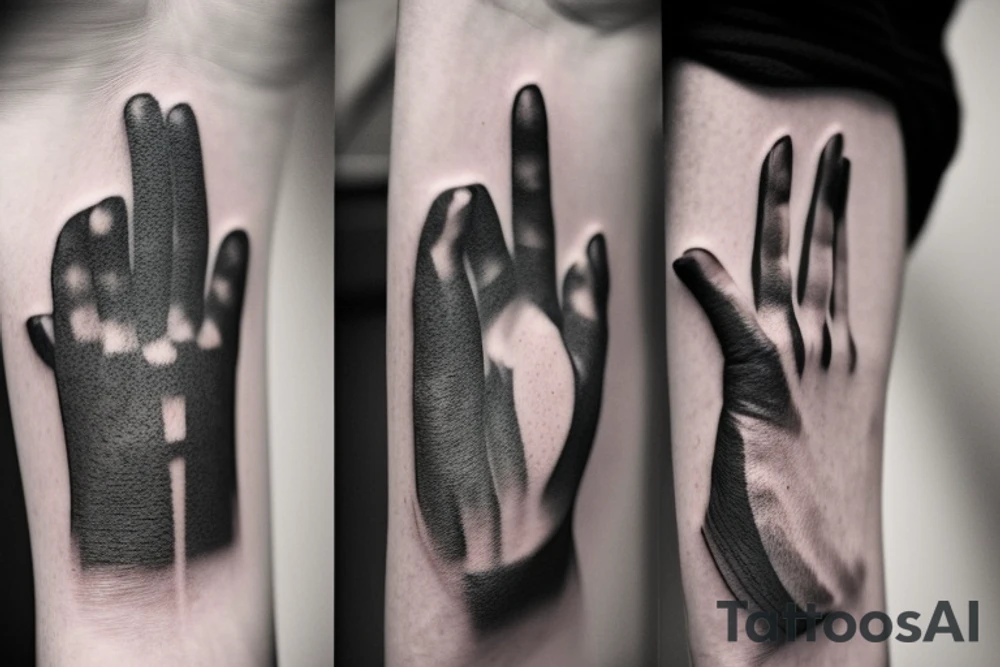 2 shadows of 2 brothers, hand in hand, tattoo idea