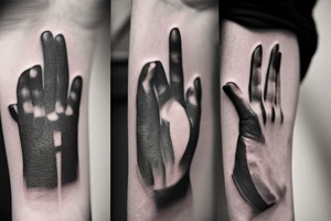 2 shadows of 2 brothers, hand in hand, tattoo idea