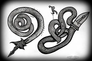 snake wrapped around a magic dagger tattoo idea