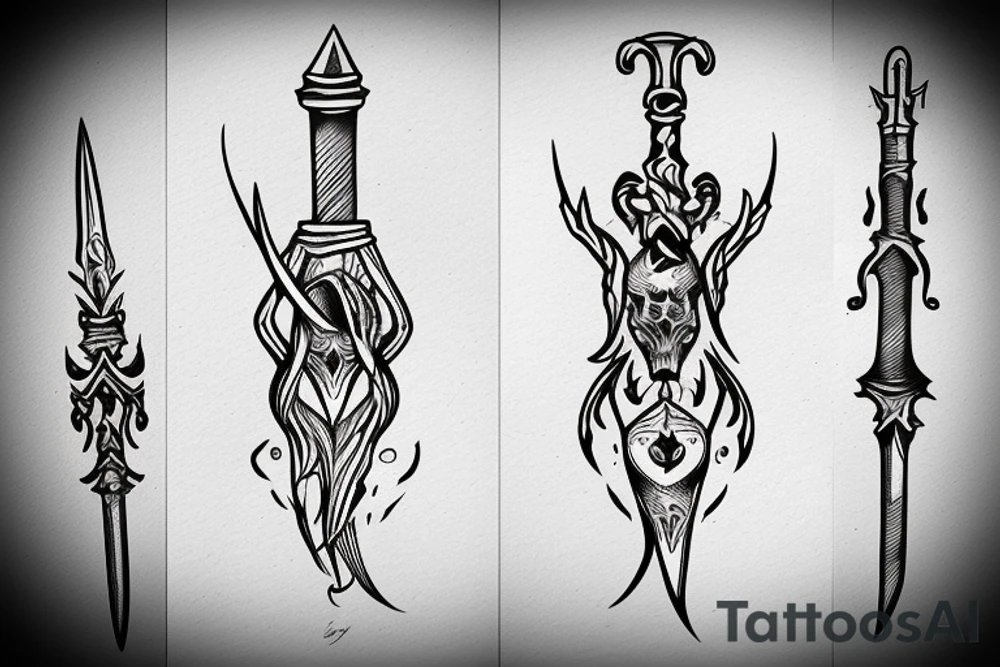 magic dagger minimalism tattoo idea