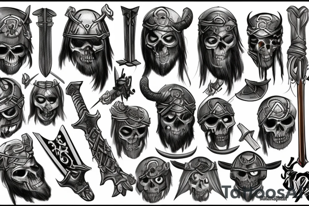 Undead viking soldier tattoo idea