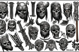 Undead viking soldier tattoo idea