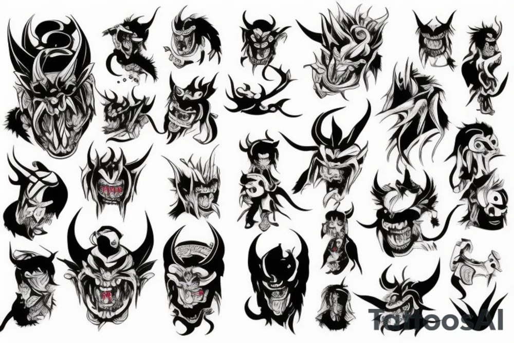 demon oni anime tattoo idea