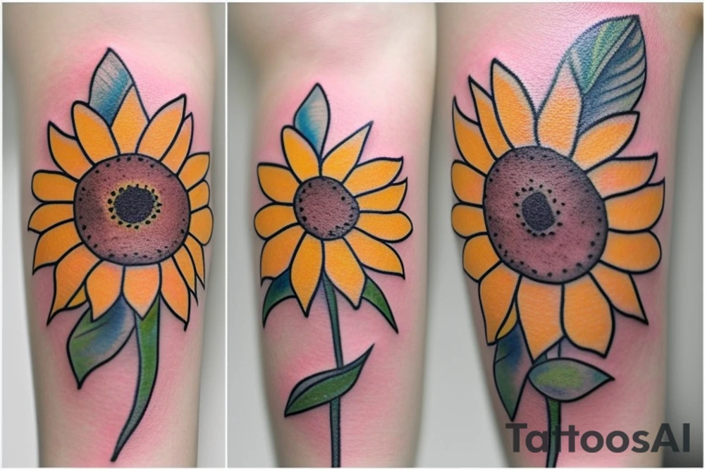 Mini sunflower with pastel touch tattoo idea