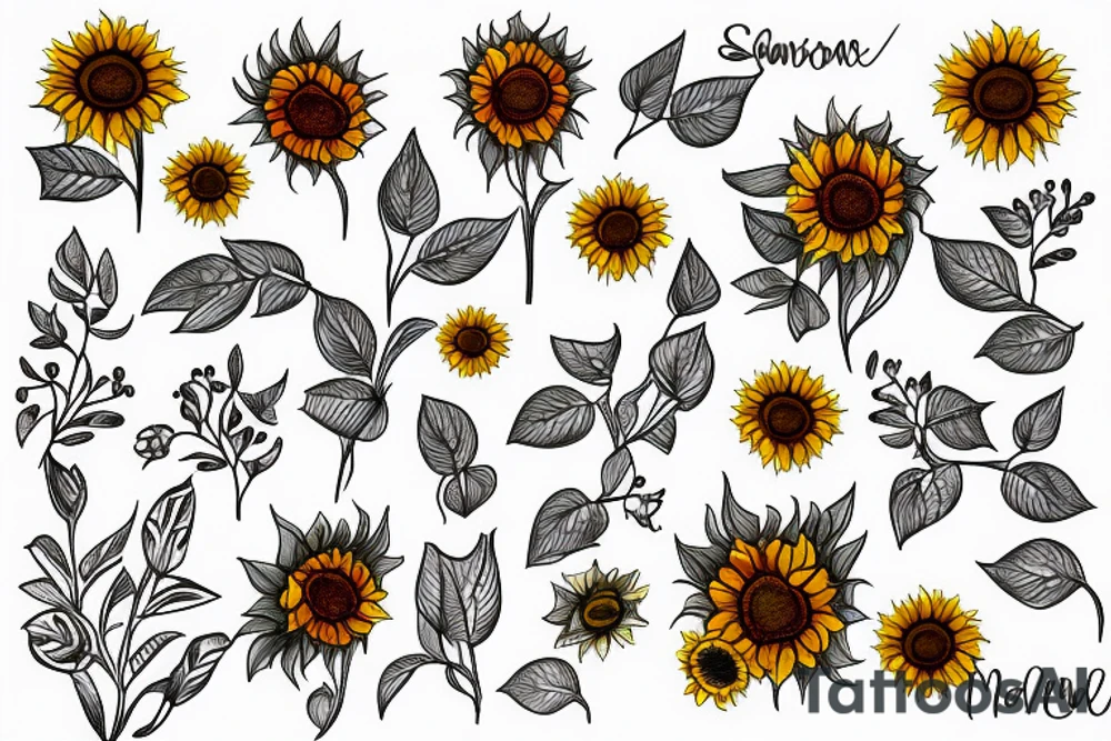 Mini sunflower with pastel touch tattoo idea