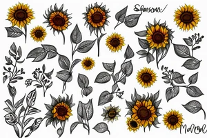 Mini sunflower with pastel touch tattoo idea