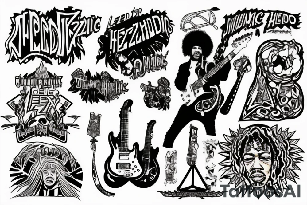 Jimi hendrix, psychedelic, guitar, ledzeplin tattoo idea
