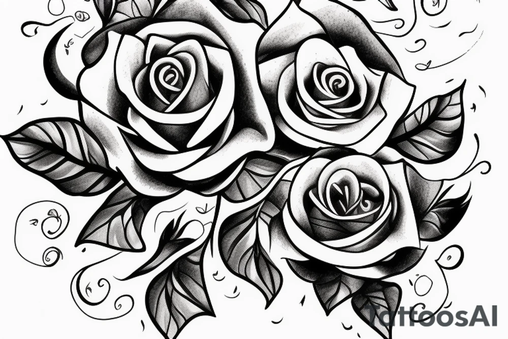Rose from above with 3 leaves around it. tattoo idea