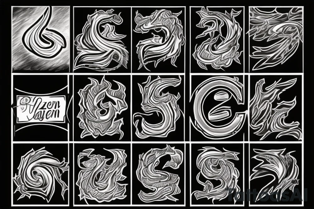 The name Zayden with a fire theme tattoo idea