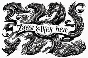 The name Zayden with a fire theme tattoo idea