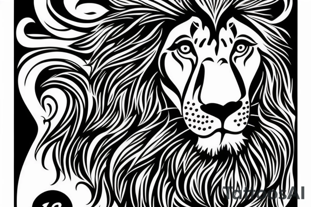 a lion with the date of the 06.08.2003 in roman letters beneath it tattoo idea