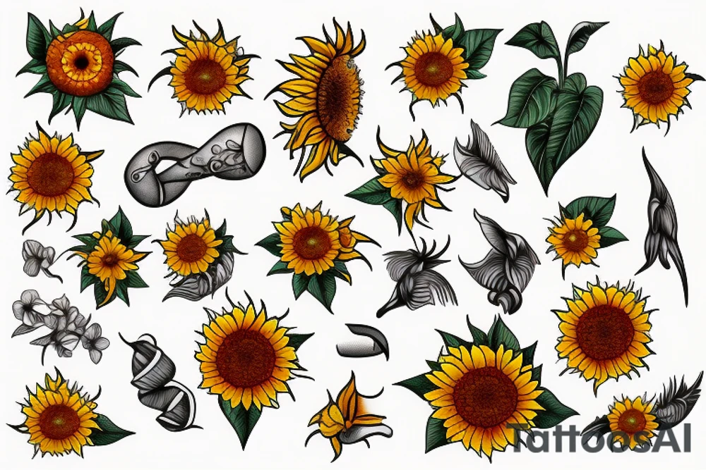 tiny Sun flower tattoo idea