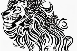 A lion with rose around him. Smaller siye tattoo idea