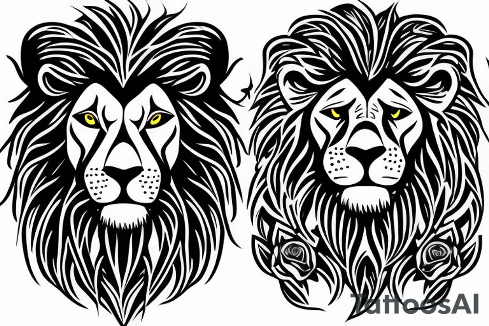 A lion with rose around him. tattoo idea