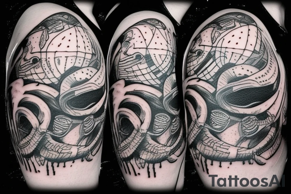 alien on lsd trip eating bacon and eggs tattoo idea
