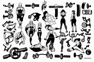 gym tattoo inspired by anime tattoo idea