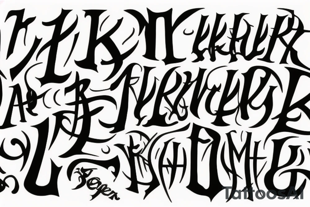 SLIM REAPER all capital letters in the shape of a upside down cross tattoo idea