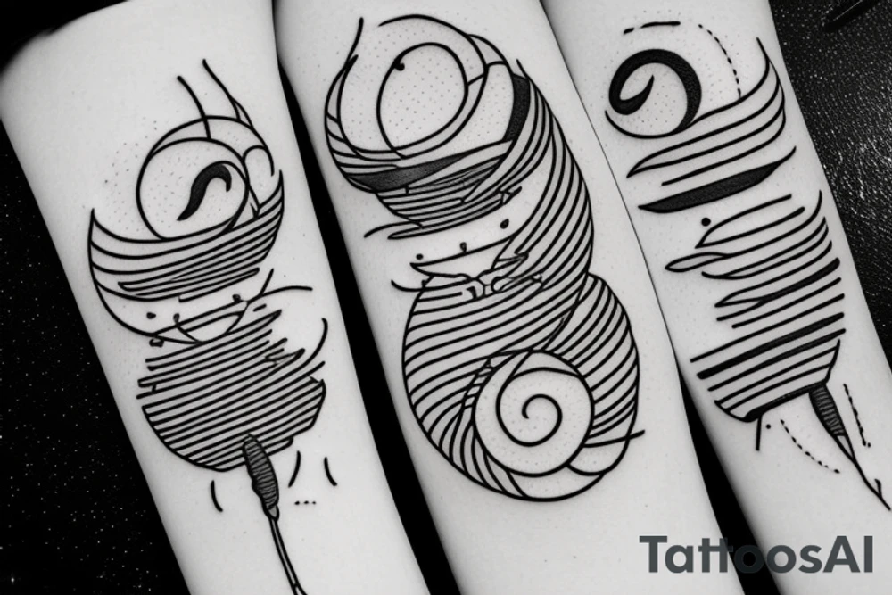 Cat on a pencil in the galaxy in a shape of fibonacci sequence tattoo idea