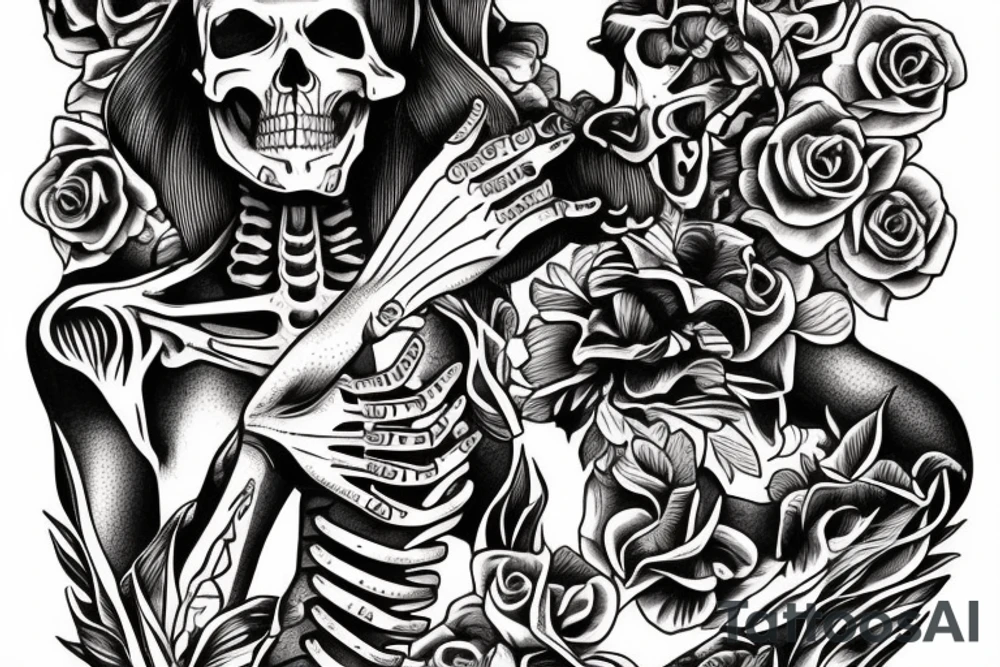 Traditional coffin Skeleton hand coming out holding a cocktail tattoo idea