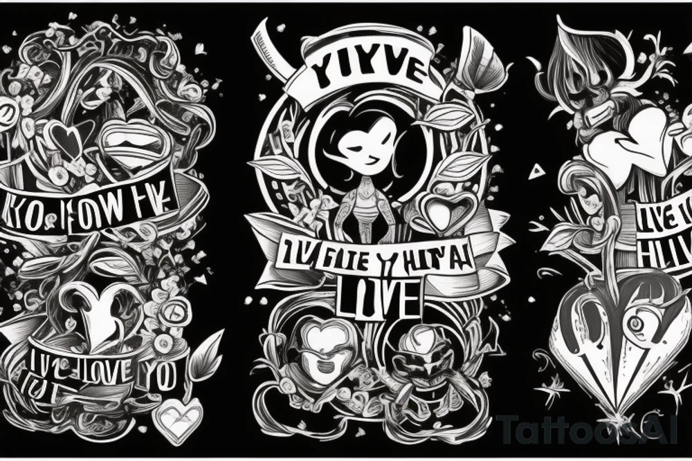 Could you design a tattoo that interprets the lyric "Live your heart and never follow" from the song "It's hard to know" by "Hot Water Music" using symbols in the style of the "Love, Death + Robots" TV series? tattoo idea