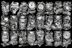 Full arm mechanics style tattoo
Combustion engine, speedometer, spark plug tattoo idea
