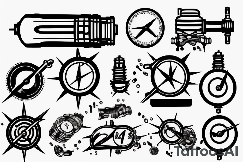 Combustion engine, speedometer, spark plug tattoo idea