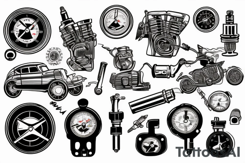 Combustion engine, speedometer, spark plug tattoo idea