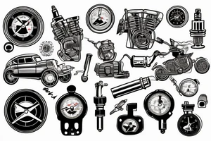 Combustion engine, speedometer, spark plug tattoo idea