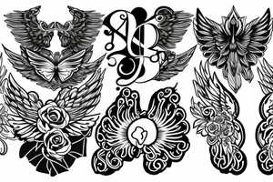 WINGS? ROSES  y AND m tattoo idea