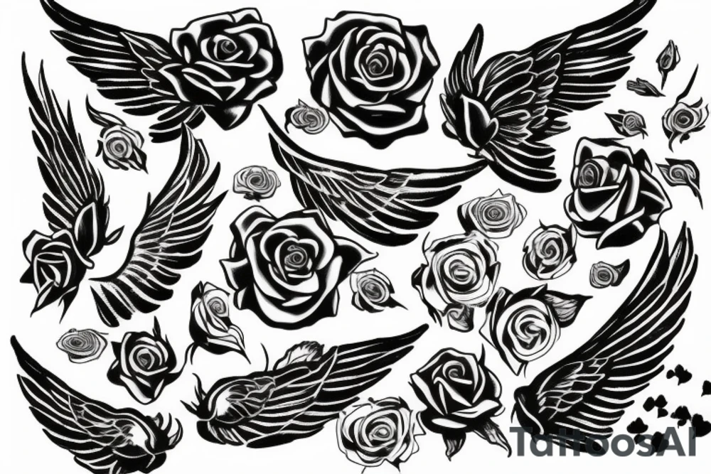 WINGS? ROSES  y AND m tattoo idea