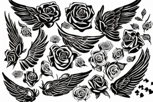 WINGS? ROSES  y AND m tattoo idea