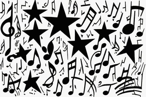 Shooting star with music notes dance tattoo idea