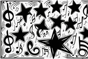 Shooting star with music notes dance tattoo idea