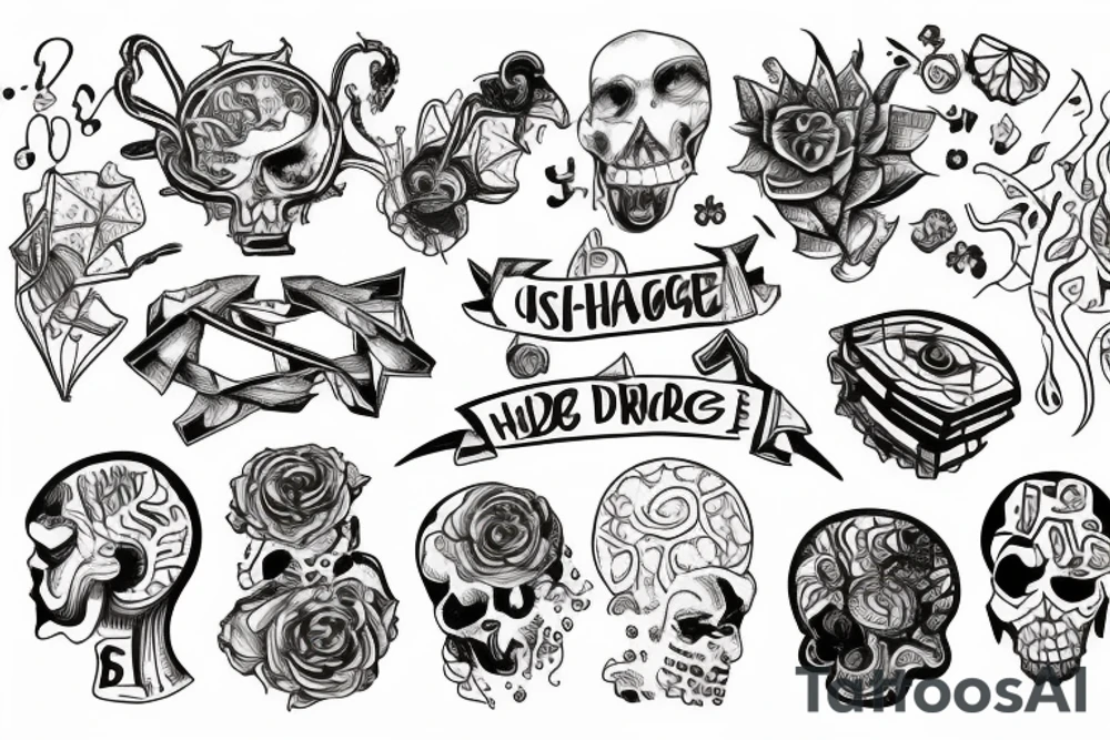 Something about having ADHD, with chaos on the one side of a brain and logical side, with a bridge in the middle tattoo idea