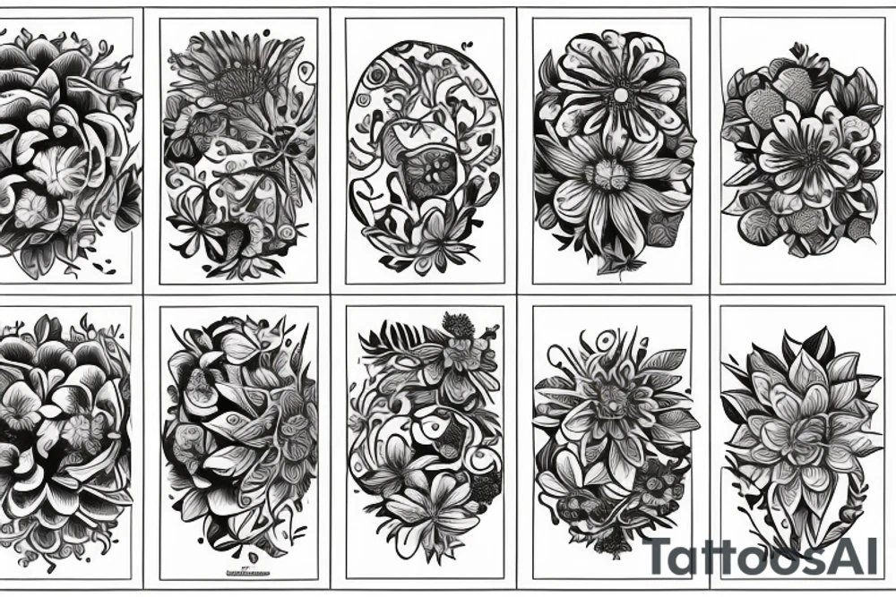 globe with flowers and compuetr tattoo idea