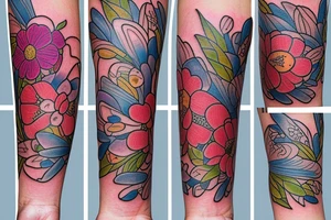 computer and flowers tattoo idea