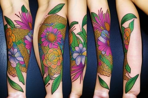 computer and flowers tattoo idea