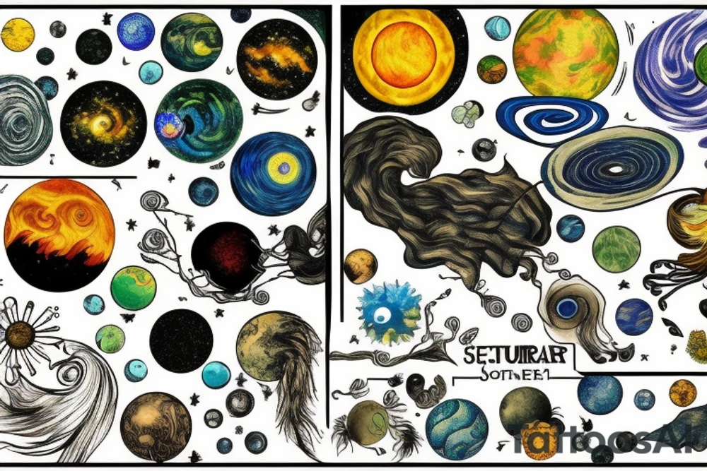 solar system and nature tattoo idea