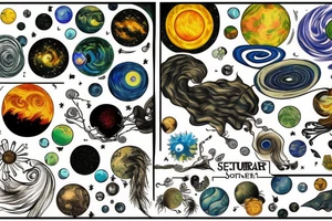 solar system and nature tattoo idea