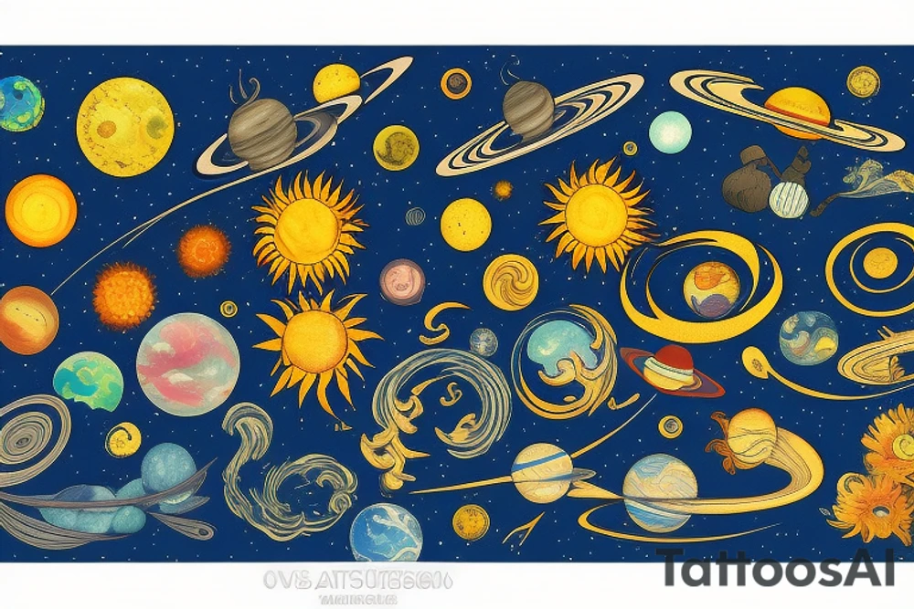 solar system and nature tattoo idea